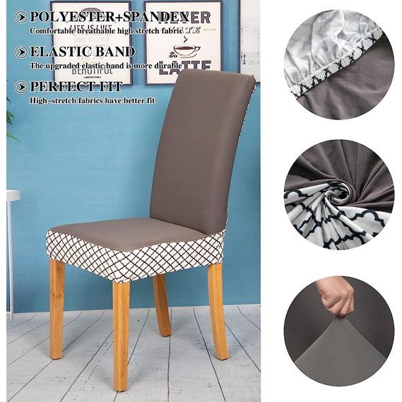 Stoelhoezen 6 stuks universeel, stoelhoezen stretch set van 6 modern, stoelhoezen schommelstoelen elastisch duurzaam stoelhoezen voor eetkamer banketdecoratie, lijn Cammella