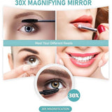 Magnifying Mirror, 30 x Magnifying Mirror with Suction Cups, Magnifying Mirror for Make-up, 30 x Travel Magnifying Mirrors, Suitable for Bedroom, Bathroom and Travel, 6 Inch