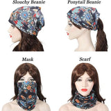 Beanie voor dames, lichte zachte jersey muts, bloemen, tulbandhoed