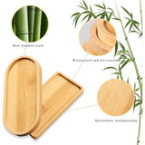4 stuks bamboe dienblad, rechthoekig, ovaal, houten dienblad, klein bamboe dienblad, bamboedienblad, serveerplateau bamboe voor onderzetters, thee, koffie, cake