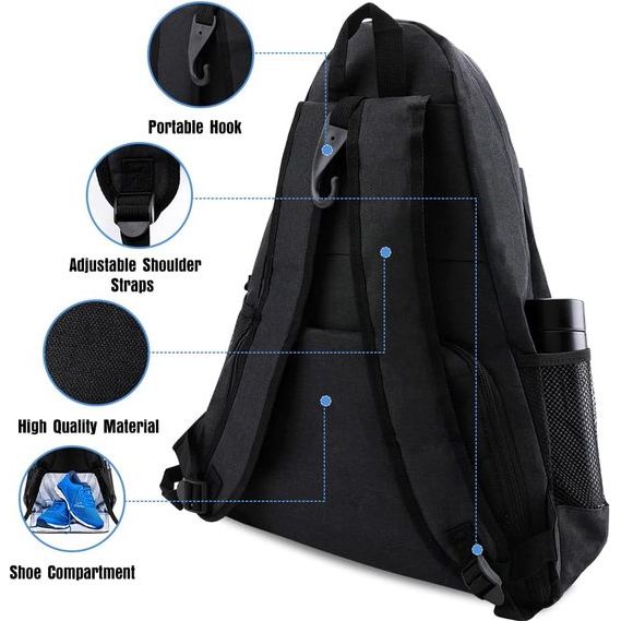Tennisrugzak met schoenenvak Tennistas voor heren en dames Grote rackettassen Sporttas biedt plaats aan 2 rackets voor tennisrackets Badmintonrackets Pickleball Paddle Squashrackets