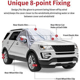 Autovoorruit Sneeuwkap, Waterdichte voorruitafdekking tegen sneeuw IJS Vorst Zon Extra groot formaat met spiegelkappen, past op de meeste voertuigen