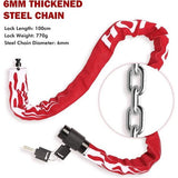 Fietsslot, hoge veiligheid met sleutel, 100 cm lengte, e-bikeslot, fietsslot, motorfiets, kettingslot 360° draaibaar slotkop, slot voor e-scooter/e-bike/kinderfiets