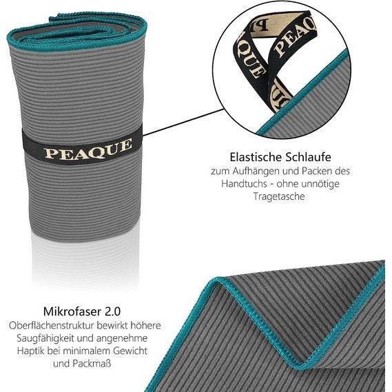 Microvezel handdoek met structuur - light, compact, quick, XXL - badkamerhanddoeken, rijsthanddoeken, sporthanddoeken (grijs/turquoise), 160x80