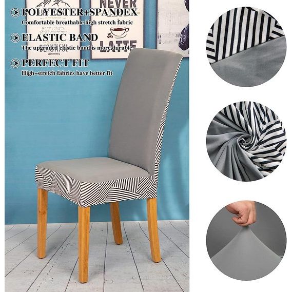 6 stuks, universeel, stretch, set van 6, moderne, elastische duurzame stoelhoezen voor eetkamer, banket, decoratie, camelstrepen
