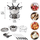 Roestvrij stalen fondueset vleesfondueset fondueset met brander 2-6 personen fondueset met instelbare temperatuur DIY fondueset geschikt voor boter, kaas, vlees, groenten, brood