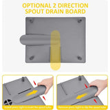 Afdruiprek, roestvrijstalen afdruiprek met antiroestframe, 2 richtingen uitloop afdruiprek ontwerp, verwijderbare 4 compartimenten gebruiksvoorwerphouder voor keuken, grijs