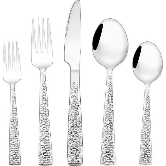 60-delige bestekset voor 12 personen, roestvrij staal, inclusief mes, vork, lepel, vaatwasmachinebestendig en roestvrij, zilverkleurig