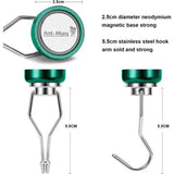Magneethaken, 4 stuks, 25 mm, magnetische haak van neodymium magneet, kleurrijk, draaibaar, roestvrij, sterke hechtkracht, max. 22 kg