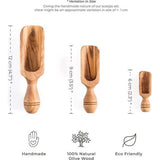 Wood Spice Scoops Set van 3 - 12 cm, 9 cm en 6 cm - Handgemaakt - Hittebestendig en Krasbestendig Gebruiksvoorwerp - Kruiden, Koffie, Dierenvoeding, Melkpoeder, Meel, Zout Gebruiksvoorwerp