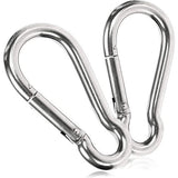 2 x karabijnhaken - premium karabijnhaak van weerbestendig roestvrij staal 304 - stalen haken met 180 kg draagvermogen / WLL voor sleutelhangers, tuin, huishouden, handwerk, 100 x 10 mm