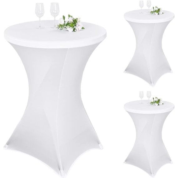 Set van 3 stretch statafelhoezen voor bistrotafel, 80-85 cm, elegant, versterking bij de voetenzone, 40 °C machinewas, stretch hoezen voor statafels en bistrotafels (80 x 110 cm, wit)