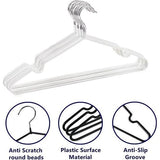 Kleerhangers van metaal (40 cm), 20 stuks, ruimtebesparende kleerhangers voor volwassenen, 0,4 cm dik, belastbaar met zware kleding, beugel met antislip groef voor mantels, broeken (wit)
