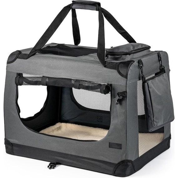 Hondentransportbox, hondentas, hondenbox, opvouwbare tas voor kleine dieren, (L) 70x52x50 cm, grijs