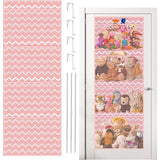 Opslag voor knuffeldieren, boven de deur-organizer voor knuffeldieren, babyaccessoires en vochtige doekjes, ademende hangorganizer met 4 grote vakken voor kinderkamer, slaapkamer, roze