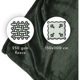 Deken voor bank, bed, knuffeldeken, zachte en warme bankovertrek, deken, sprei, wollig, 150 x 200 cm, dikke bankdeken, woondeken (flessengroen)