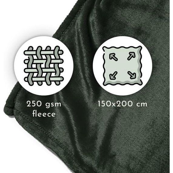 Deken voor bank, bed, knuffeldeken, zachte en warme bankovertrek, deken, sprei, wollig, 150 x 200 cm, dikke bankdeken, woondeken (flessengroen)