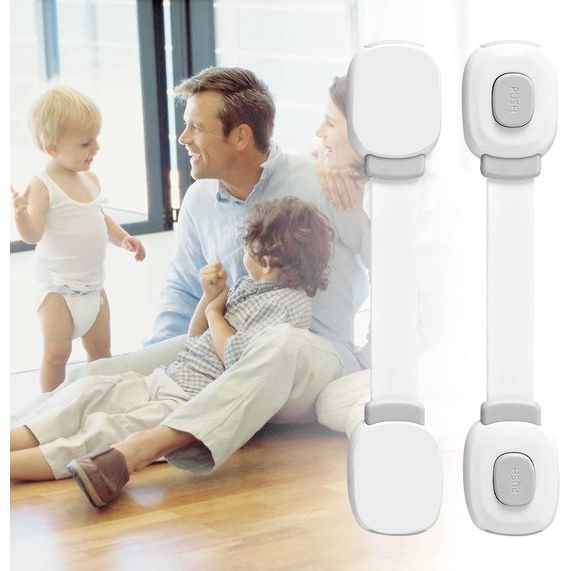 Premium babykastbeveiliging, kinderbeveiliging voor laden, koelkast, toiletbril met sterke lijm, zonder boren, kastslot, grijs, 6 stuks