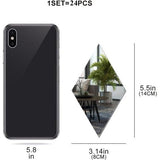 24 stuks zelfklevende 3D acryl wandspiegel, 14 x 8 cm, afneembare driehoekige doe-het-zelf spiegelstickers, tegelstickers, voor woonkamer, slaapkamer, huis (zilver)