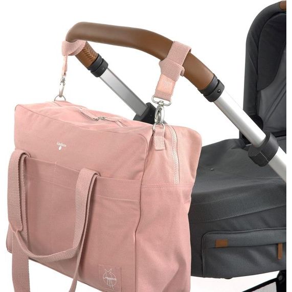 Babyluiertas, babytas, kinderwagentas, inclusief luieraccessoires, biologisch katoen, wasbaar/Green Label Cotton Essential Bag, roze