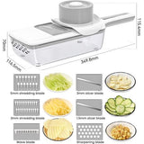 Groentesnijder met opbergdoos, groenteschaaf, aardappelsnijder met 6 verwisselbare messen, dunschiller, fruit, multisnijder, groenteschiller, juliennesnijder voor alle groenten, grijs