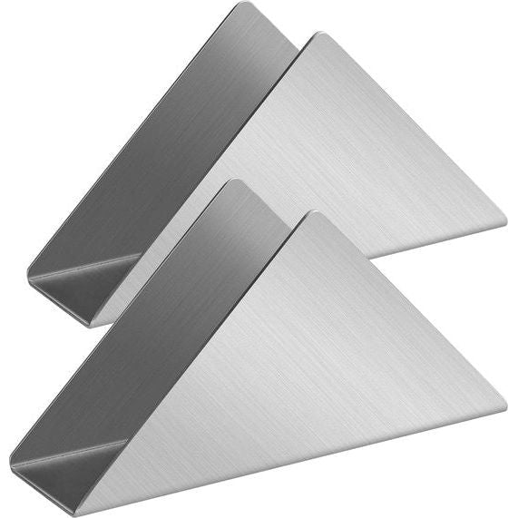 Zilver 304 # roestvrijstalen servethouder driehoekige metalen servethouder minimalistische vrijstaande tissuedispenser, set van 2