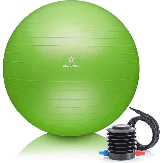 Gymnastiekbal, zitbal, trainingsbal luchtpomp, bal voor fitness, yoga, gymnastiek, core training, voor sterke rug als bureaustoel, limoengroen, 75 cm