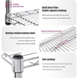 Opbergrek, opbergrek met 6 in hoogte verstelbare planken en verstelbare nivelleringspoten, tot 272 kg belastbaar, NSF-gecertificeerd, 76 x 76 x 35 cm, chroom