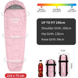 Slaapzak, 3 seizoenen, ultralichte mummieslaapzak [800 g], slaapzak kleine verpakkingsmaat & volwassenen - outdoor, camping, trekking, indoor