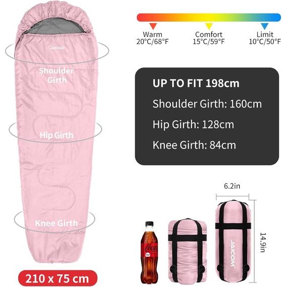 Slaapzak, 3 seizoenen, ultralichte mummieslaapzak [800 g], slaapzak kleine verpakkingsmaat & volwassenen - outdoor, camping, trekking, indoor