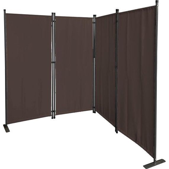 Paravent 4-delig 165 x 220 cm stof scheidingswand balkon inkijkbescherming opklapbare taupe