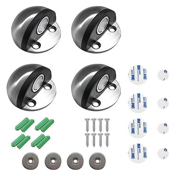 4 stuks deurstoppers vloer zelfklevend, vloerschroeven voor glazen deuren balkondeuren, deurbuffers vloermuurbuffers voor, 2 installatiemethoden vloerdeurstops met schroeven en magneet