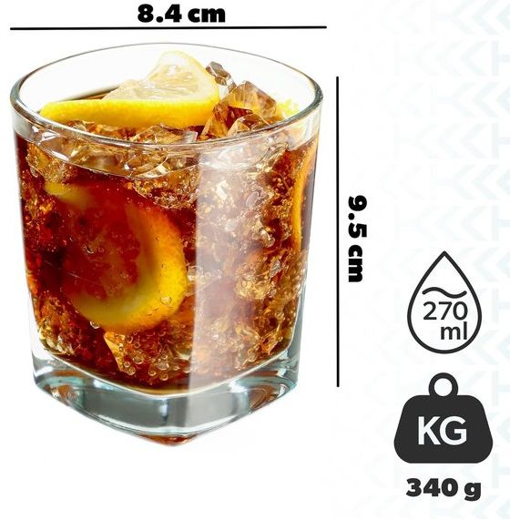 KADAX - Drinkglazen, cocktailglazen van robuust glas - vaatwasmachinebestendig, universele glazen - drankglazen voor water, sap, dranken of whisky - 8 x 270 ml