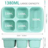 4 stuks meal prep boxen, bento box met 5 vakken, broodtrommel voor kinderen met vakken, herbruikbare lunchbox voor volwassenen, vaatwasser- en magnetronbestendig