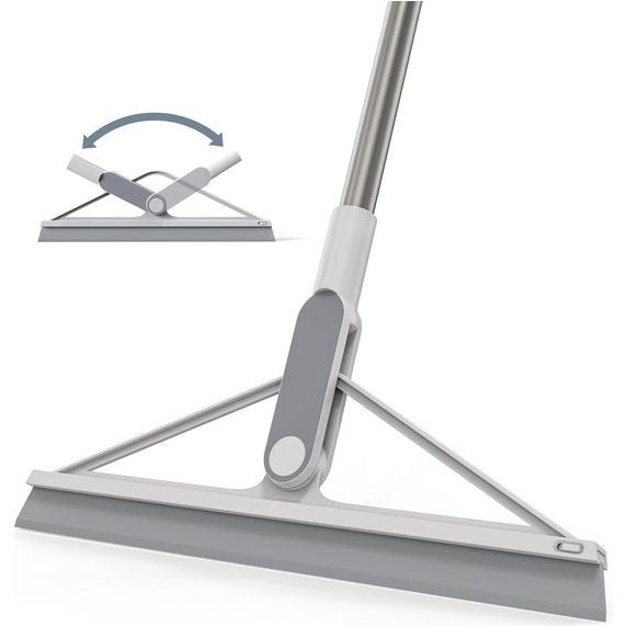 Siliconen waterschuiver vloer douchewisser met steel 156 cm vloertrekker douche raamtrekker grijs