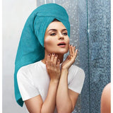 8-delige handdoekenset van katoen met ophanghaakjes, 2 badhanddoeken, 2 handdoeken en 4 waskleppen - (turquoise)