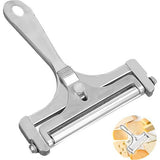 Kaasschaaf, kaasmes, kaassnijder met rol en snijdraad, variabele snijdikte, kaasschaaf, roestvrij staal voor blokkaas en boter, rolsnijden, zilver