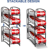 koelkastorganizer, set van 2, voor drankblikjes, bier, conserven, koelkastorganizer voor 24 blikjes van 330 ml, zwart