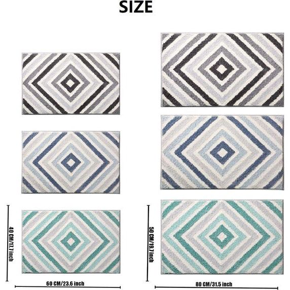 Badmat badkamertapijt, antislip, machinewasbaar, superabsorberend, zacht, voor badkamer, toilet, keuken, slaapkamer (munt, 50 x 80 cm)