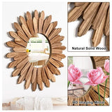 Wandspiegel 53 cm groot, rustiek hout, sunburst, boho, spiegel, boho, decoratie, wanddecoratie voor huis, woonkamer, slaapkamer, hal, rustiek bruin