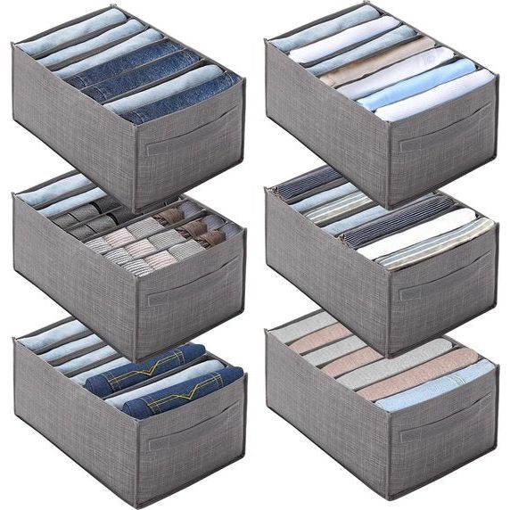 6 stuks opbergsysteem voor laden, kledingkast, organizer, opvouwbare opbergdozen, stof kledingopslag en organisatie, netjade opslag voor kleding, T-shirts, broeken (type C)