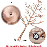 Sieradenboom met vogels, geschikt voor oorbellen, kettingen, ringen, sieradenhouder, (zilver/brons/goud), bronskleurig
