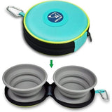 Hondenkommen Opvouwbare reiskom voor voedsel en water, dubbele reiskom Hond voor op reis, draagbare hondenkom met reisetui voor kleine en grote honden