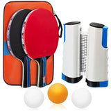 Set tafeltennisbatjes, tafeltennis-batjes met 2 tafeltennisbatjes, 3 ballen, uittrekbaar tafeltennisnet en tas