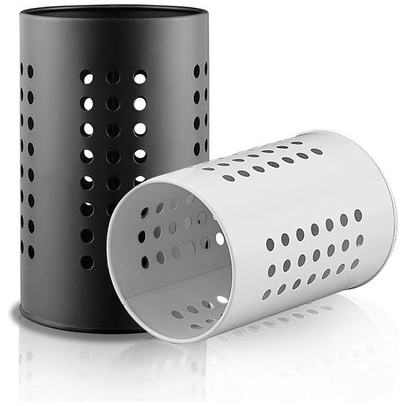 Keukengereihouder, roestvrijstalen gebruiksvoorwerpcaddy, gebruiksvoorwerporganisator voor spatels, keukendecoratie, set van 2, zwart en wit