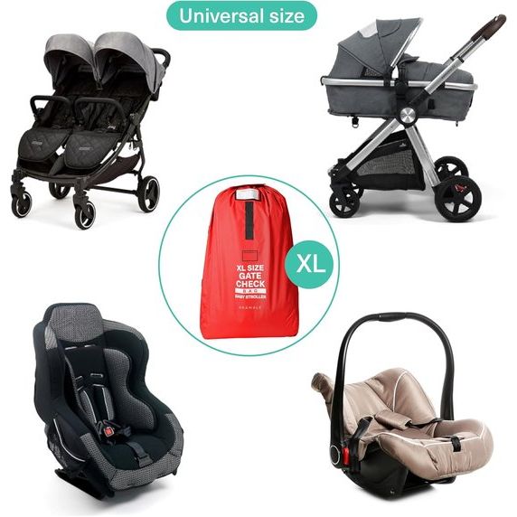 Transporttas voor kinderwagen – reistas/beschermhoes vliegtuig – buggytas – vliegreizen en opbergen – robuust en waterdicht, rood, kinderbagage
