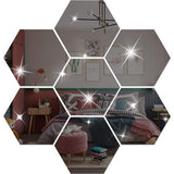 Wandstickers, acryl spiegelstickers set, 12 stuks 10cm 3D zeshoekige spiegel muurstickers voor woonkamer slaapkamer decoratie (zwart)