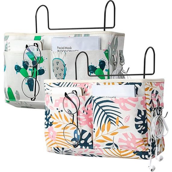 Bedtas om op te hangen, bedlade om op te hangen, 2 stuks opbergtas op bed met haken, slaapzaal bed-organizer, desktop-opbergrek voor hoofdeinden, stapelbedden, slaapzalen