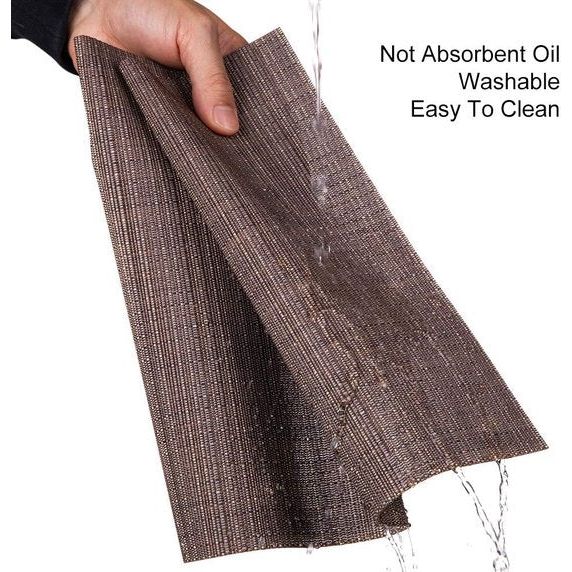 Placemats, afwasbaar, set van 6, geweven placemats, afwasbaar, antislip, hittebestendig, vinyl, afwasbaar, voor keuken, eettafel, hotel, 30 x 45 cm, bruin 2