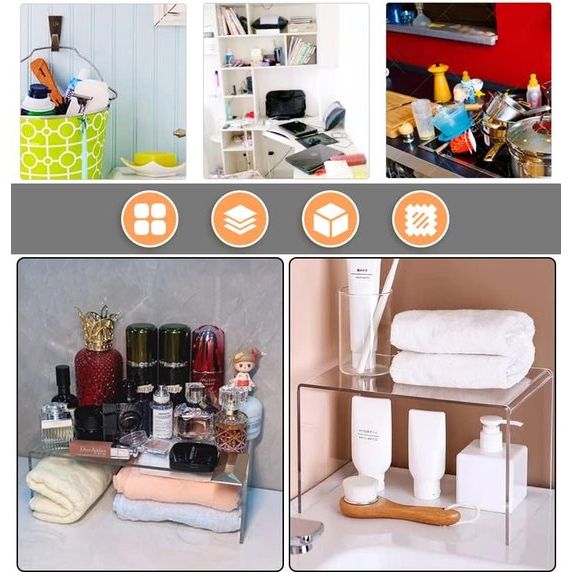 8 stuks acryl afstandhouders voor display, 4 niveaus, transparante standaard voor cupcakes, funko popfiguren, cosmetica, verzamelobjecten, display